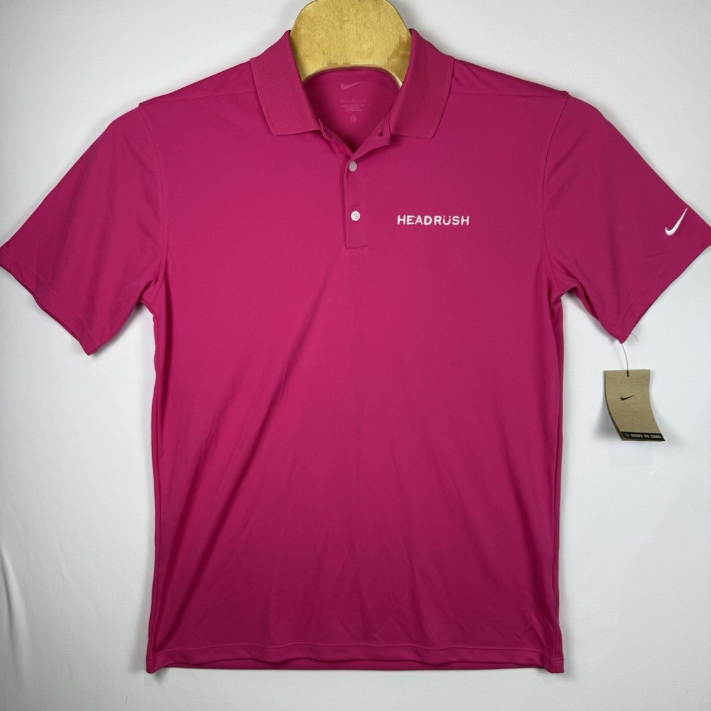 Nike Dri-FIT Micro Pique 2.0 Polo Shirt Medium Vivid Pink Performance New *LOGO*